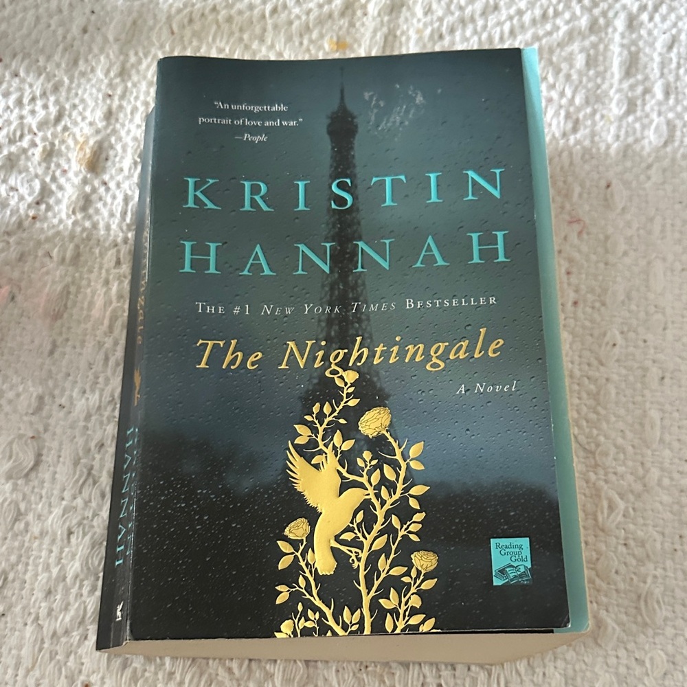 Kristin Hannah "The Nightingale" paperback Novel - Teal & Gold